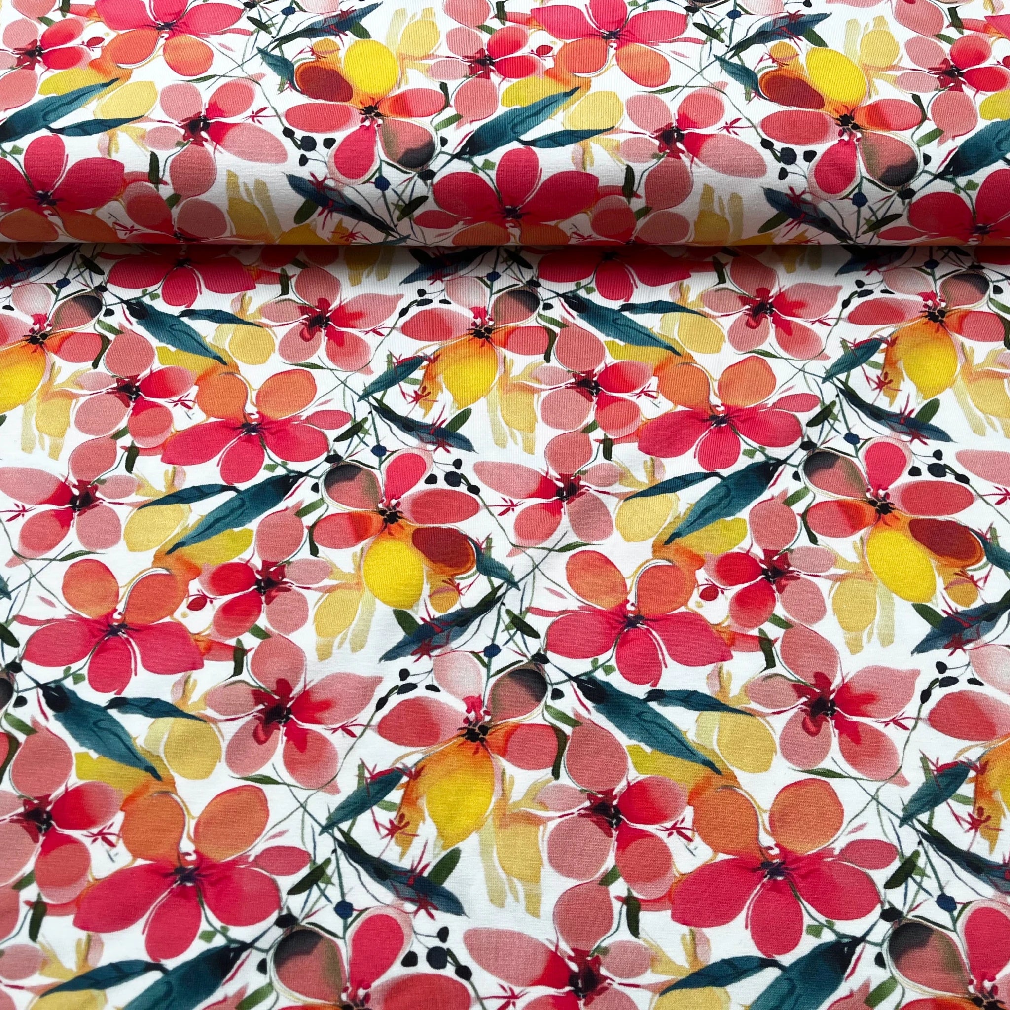 Tissu Jersey de Coton "Fleurs Solaires"
