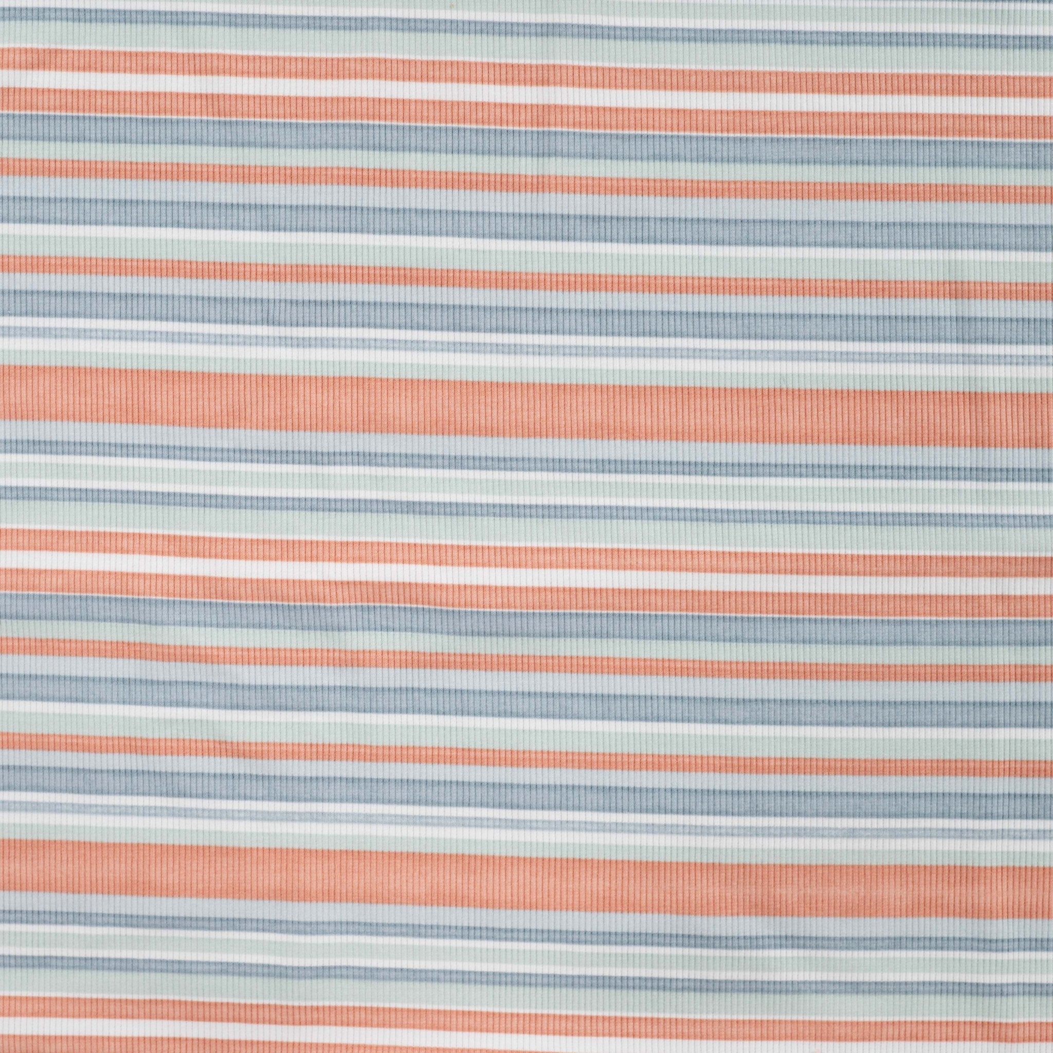 Tissu Jersey Rib ligné pastel