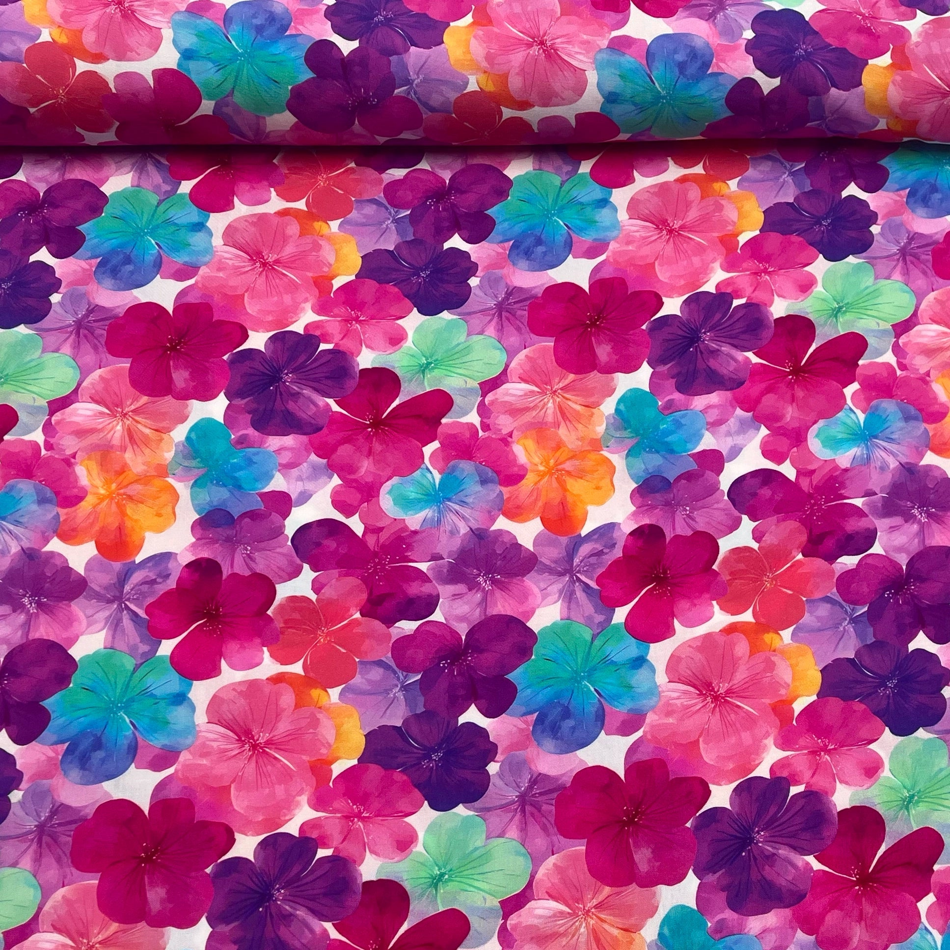 Tissu viscose fleurs champêtre