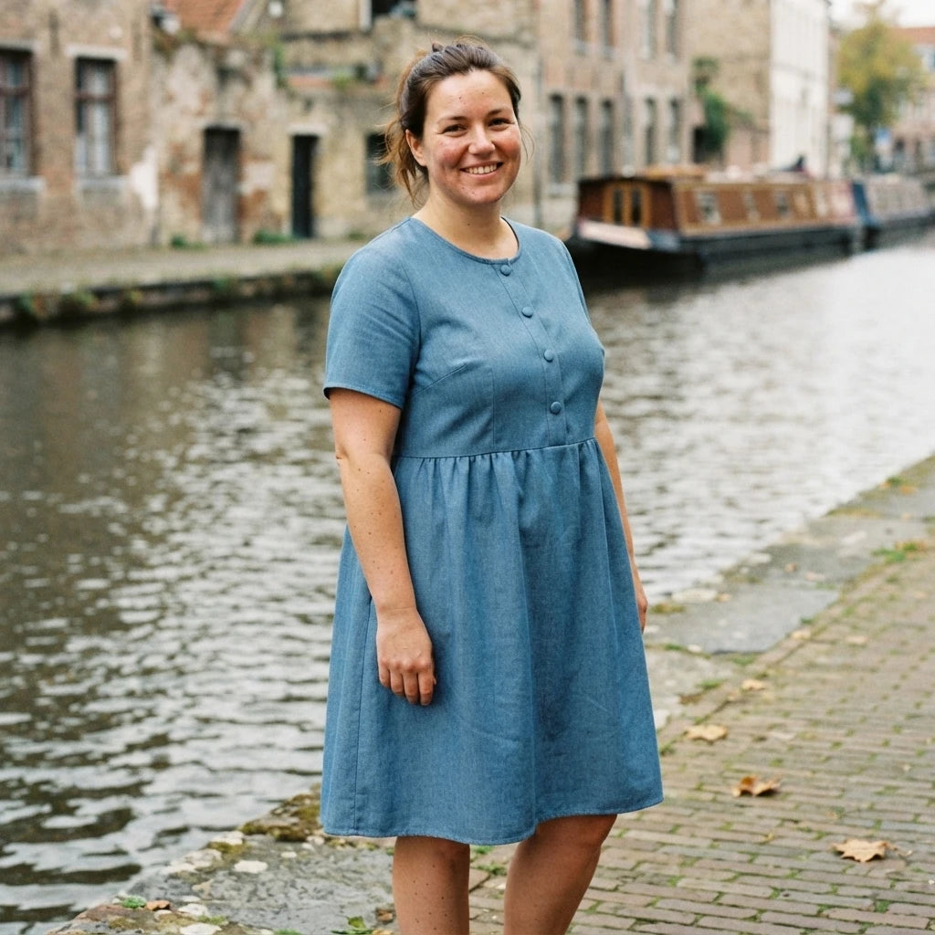 Robe en jeans de coton fin bleu clair