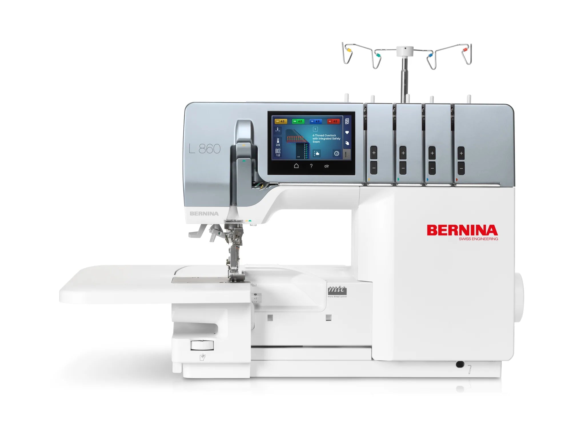 Surjeteuse BERNINA L 860 — vue de face, avec table rallonge