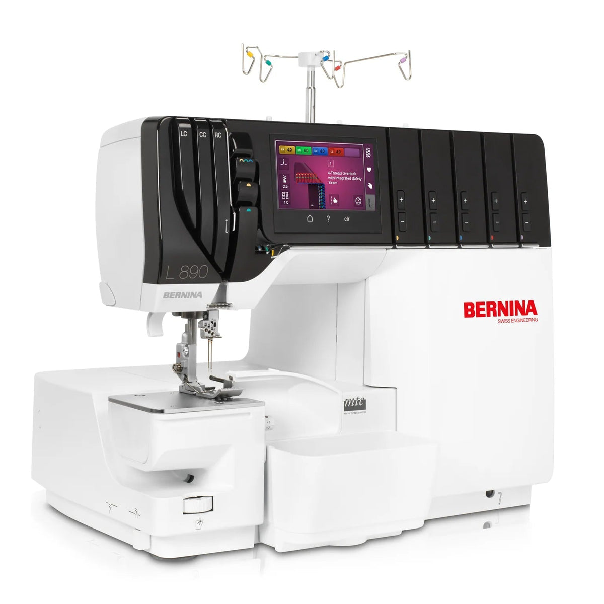 Surjeteuse-recouvreuse BERNINA L 890 — en atelier, bras libre, surjet