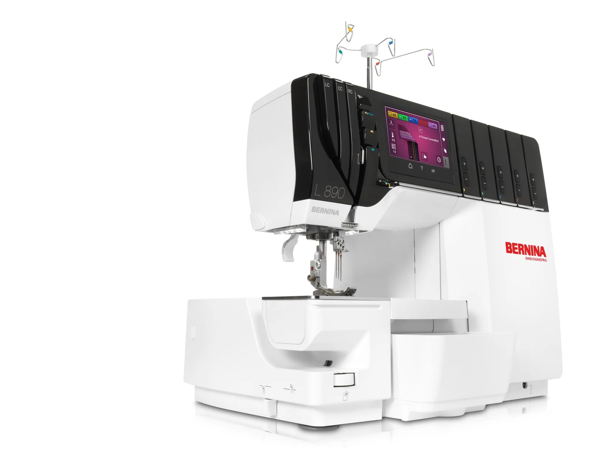 Surjeteuse-recouvreuse BERNINA L 890 — en fonctionnement, bras libre