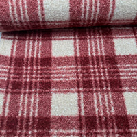 Tissu Bouclette à Carreaux Bordeaux
