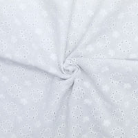 Tissu broderie anglaise blanche fleurs rondes