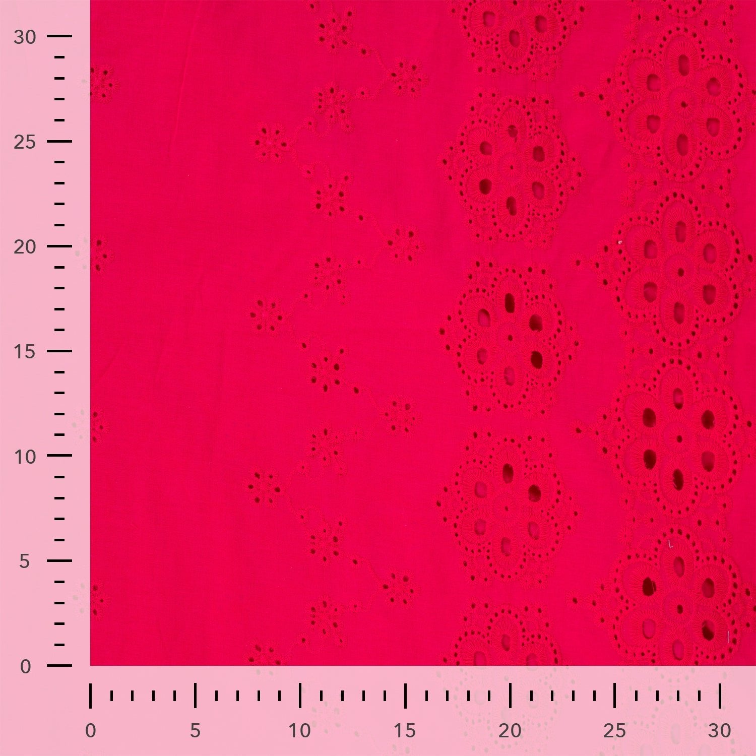 Tissu broderie anglaise bordure fuchsia