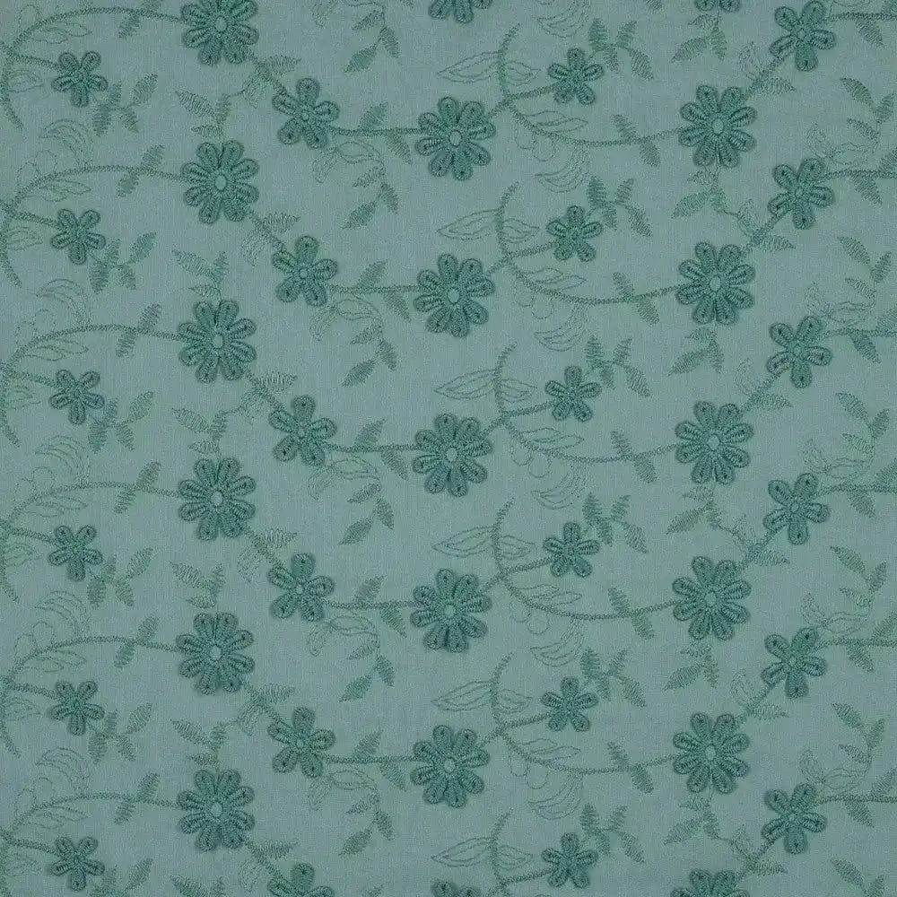 Tissu broderie anglaise Vert Menthe