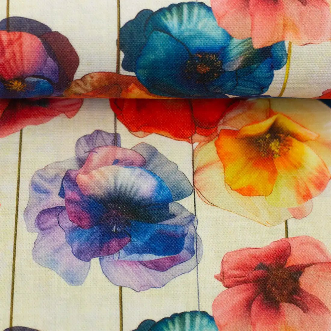 Tissu Canva Coton Fleurs Aquarelle Multicolores