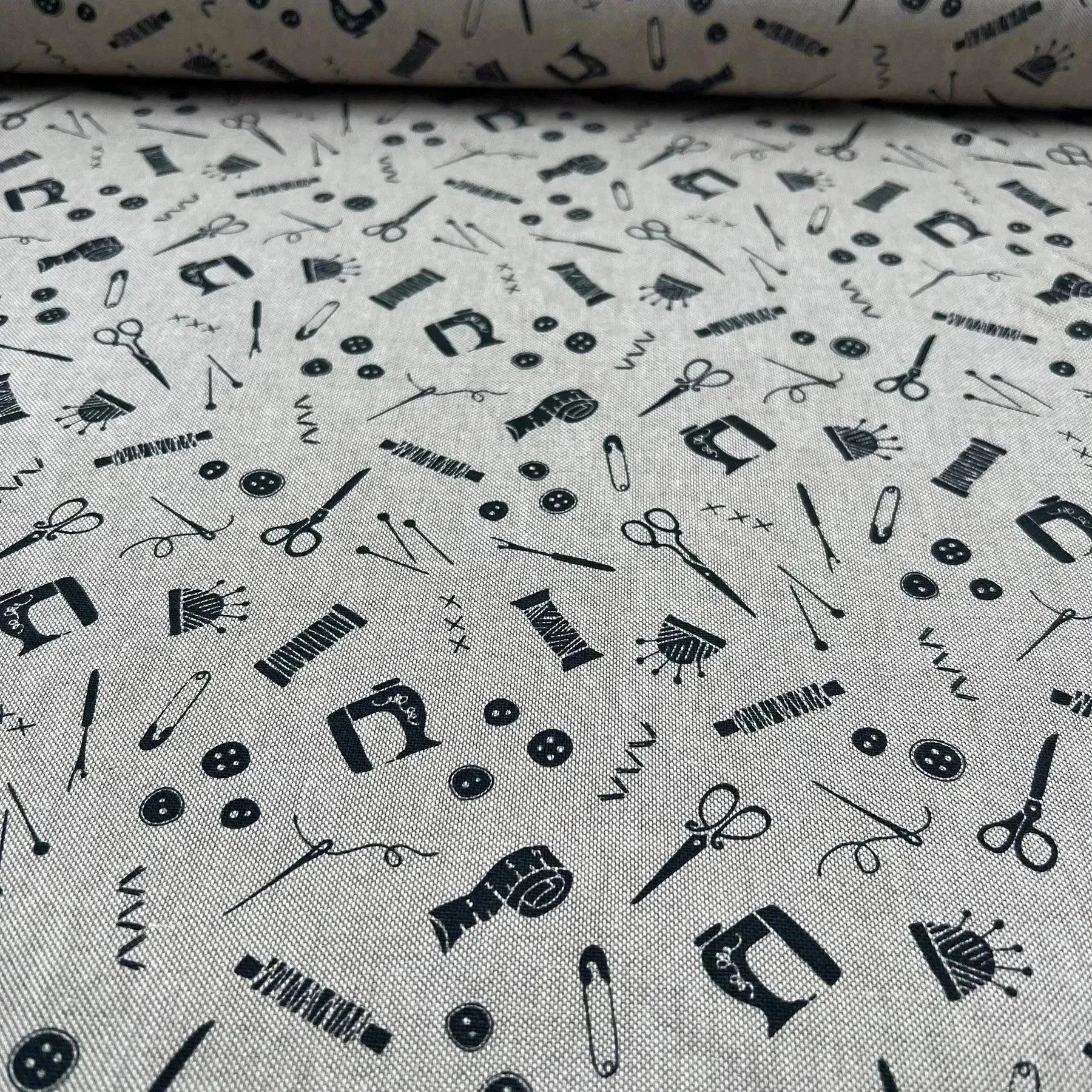 Tissu canvas coton couture noir