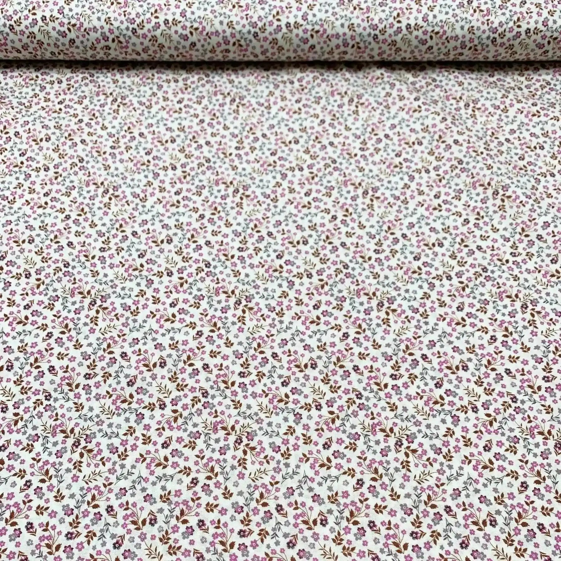 Tissu coton suisse style liberty petite fleur rose