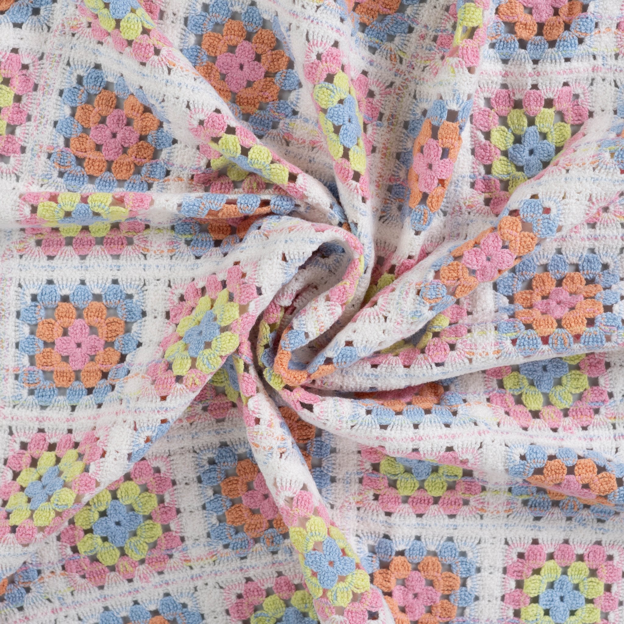 Tissu crochet granny square pastel
