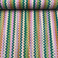 Tissu crochet rayures ondulées colorées