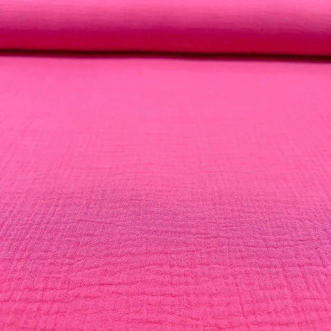 Tissu double gaze bio fushia