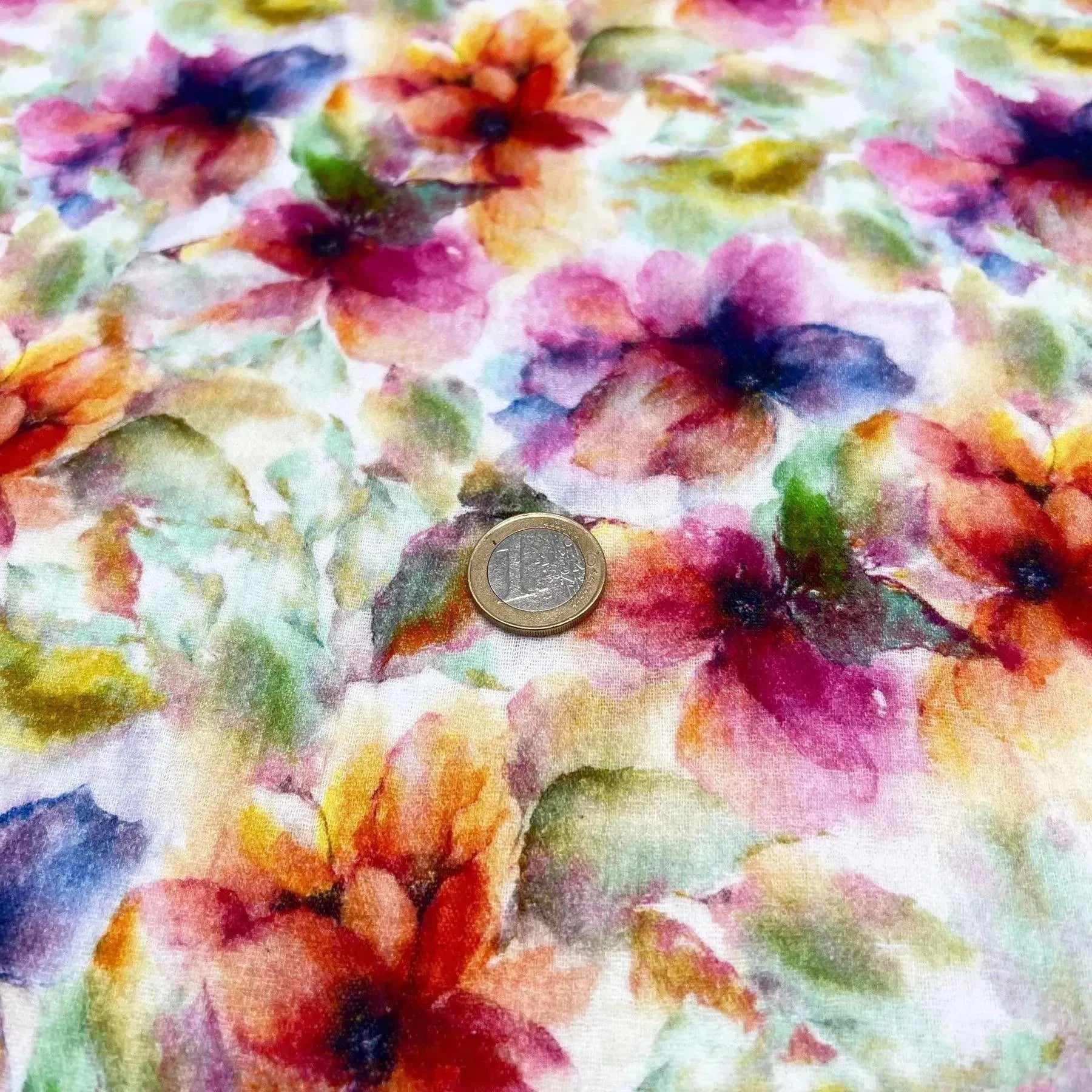 Tissu double gaze fleurs pensée