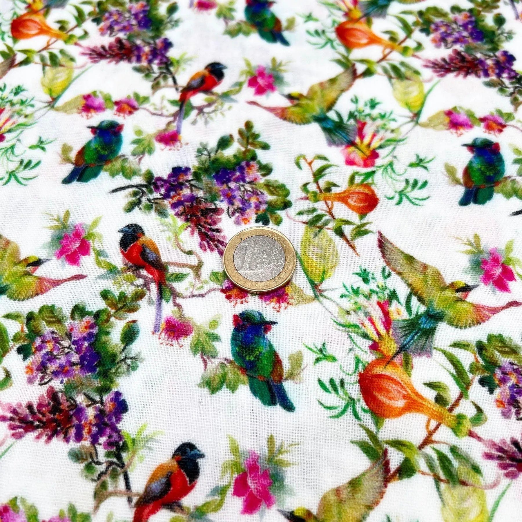 Tissu double gaze oiseaux