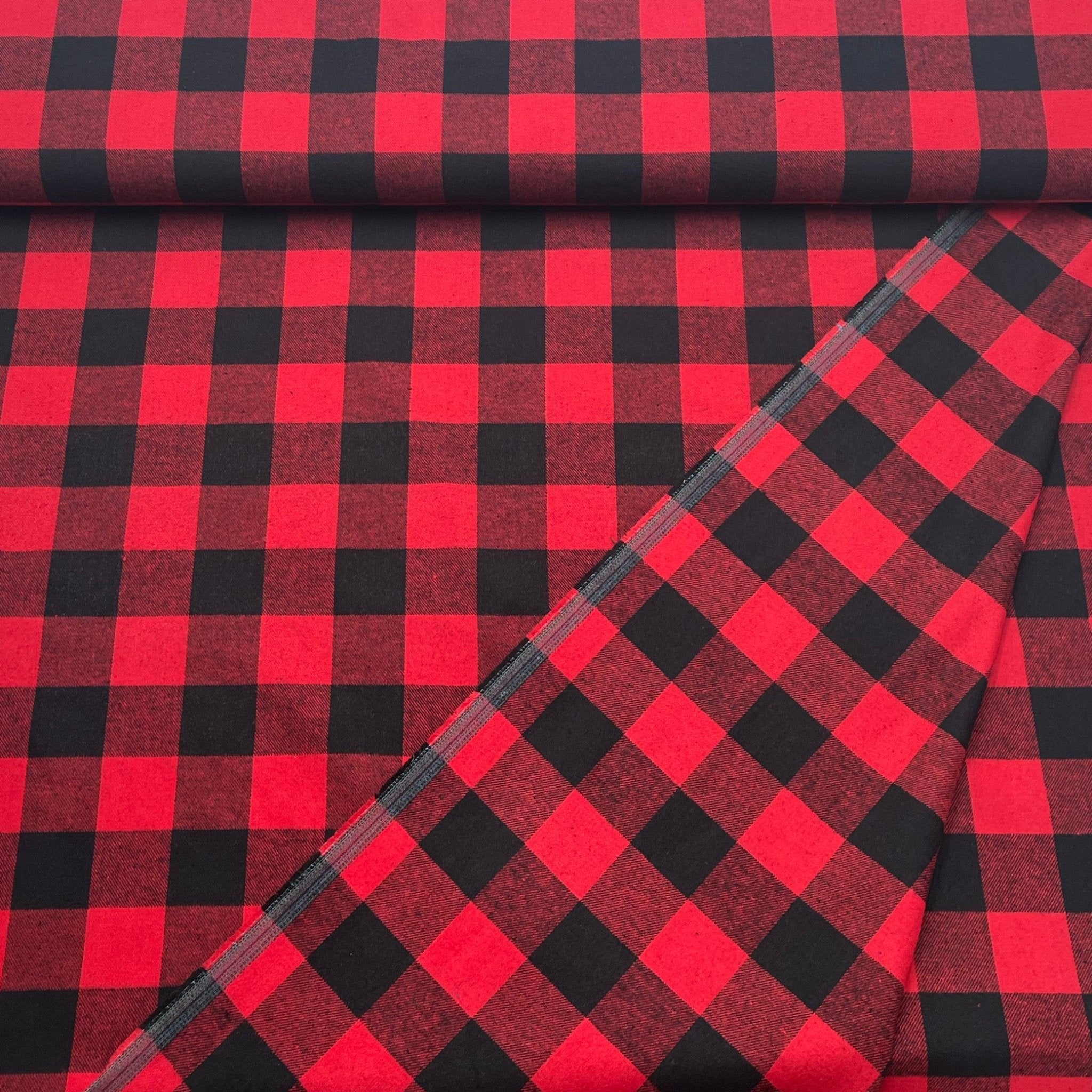 Tissu Flanelle de Coton Carreaux rouge et noir