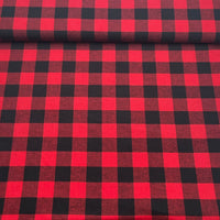 Tissu Flanelle de Coton Carreaux rouge et noir