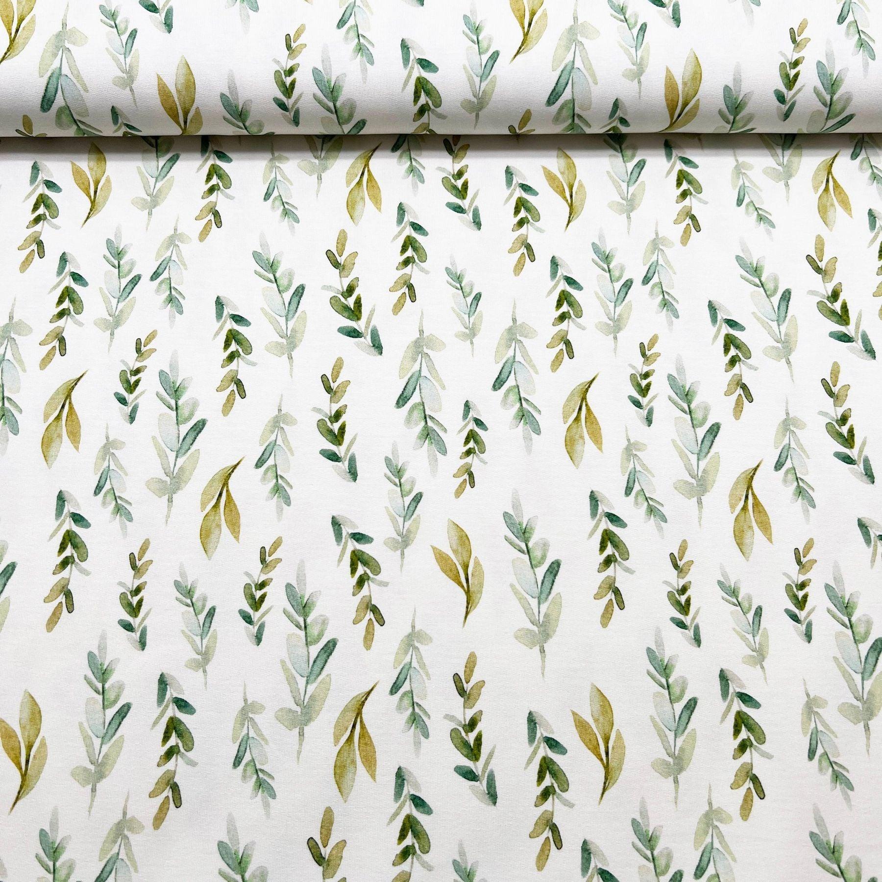 Tissu French Terry feuilles