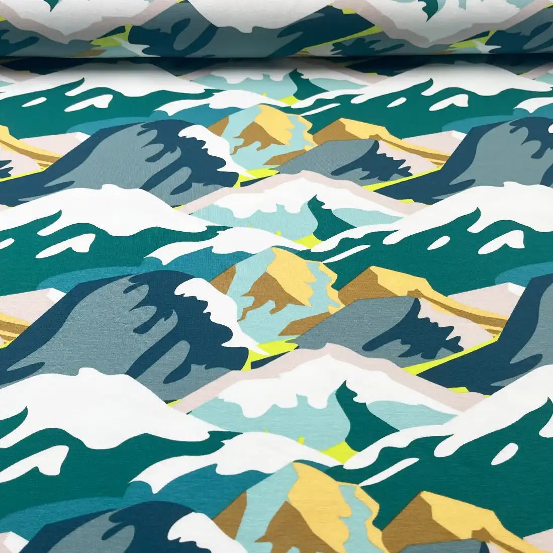 Tissu French Terry Montagnes Graphiques