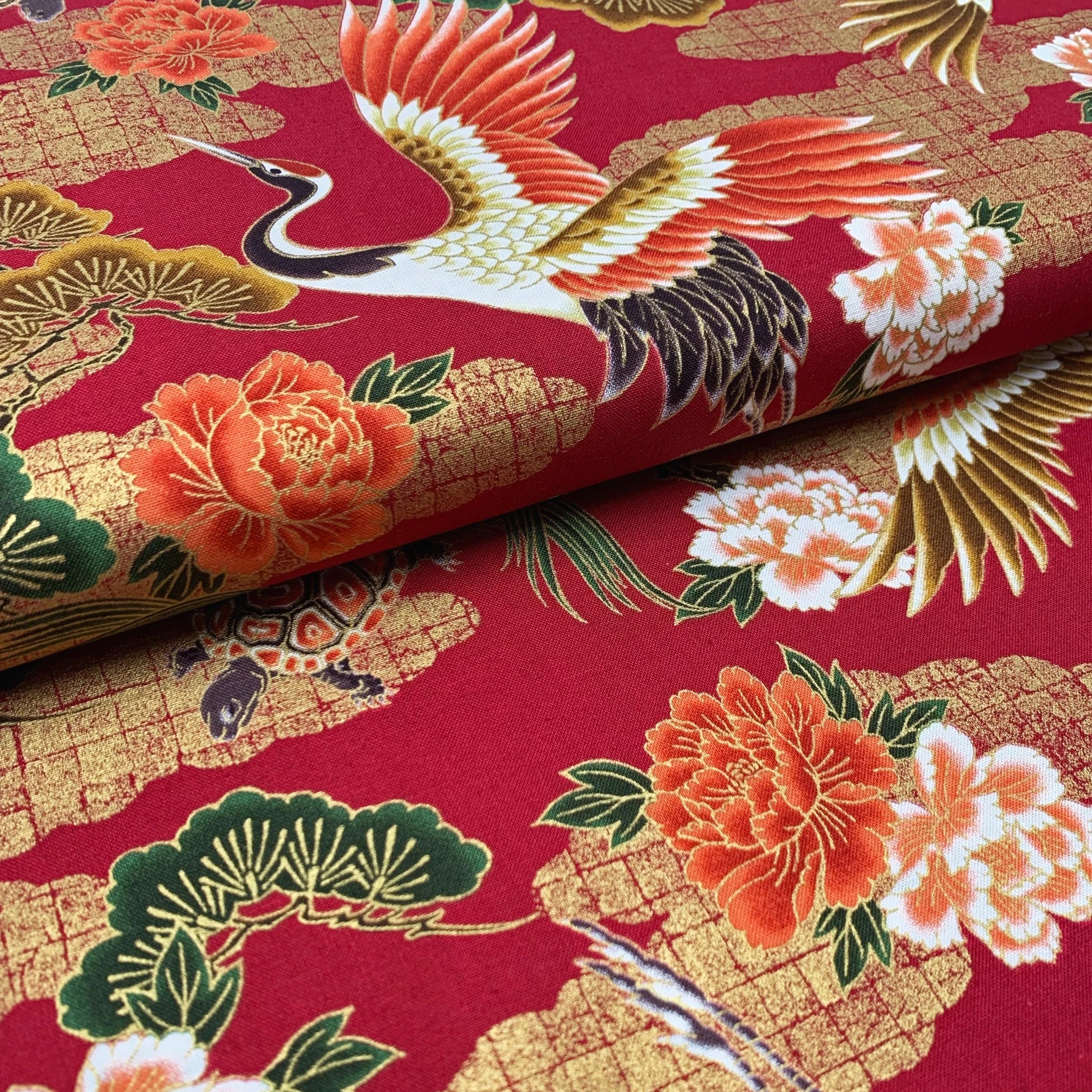 tissu-japonais-grue-tortue