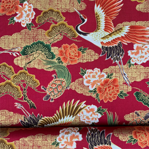 tissu-japonais-grue-tortue