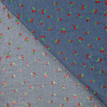 Tissu jean fin à broderie cerise