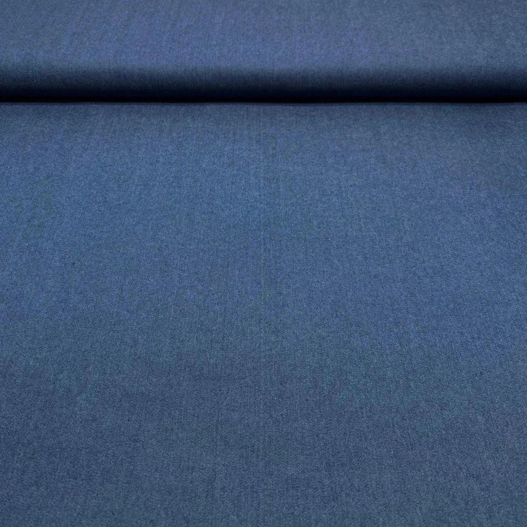 Tissu jeans fin stretch bleu foncé