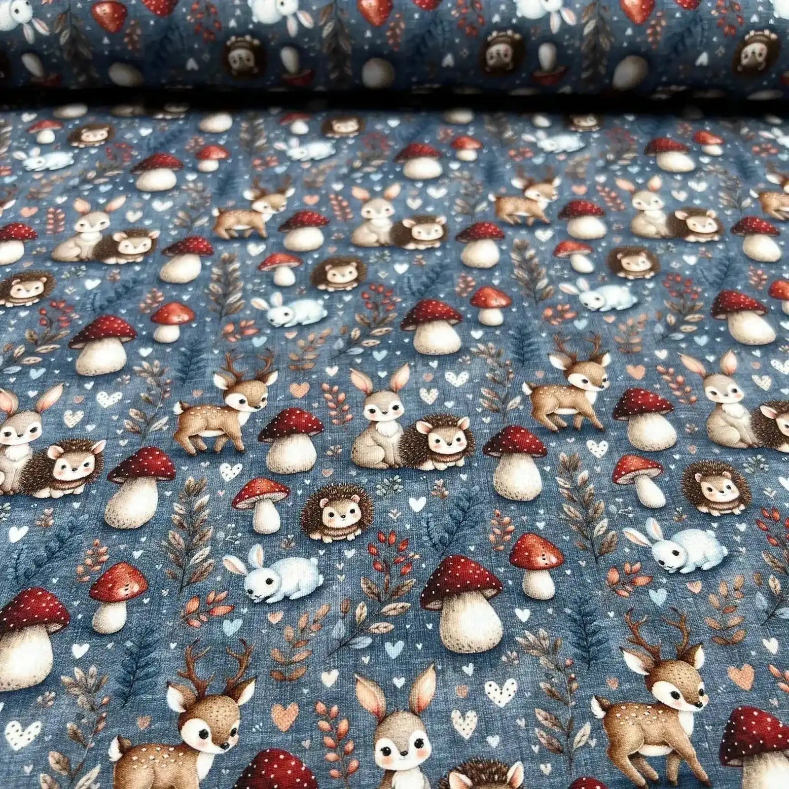 Tissu Jersey Champignons Biches et Lapins
