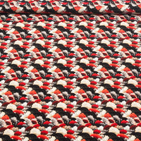 Tissu Jersey de Coton éventails japonais rouges