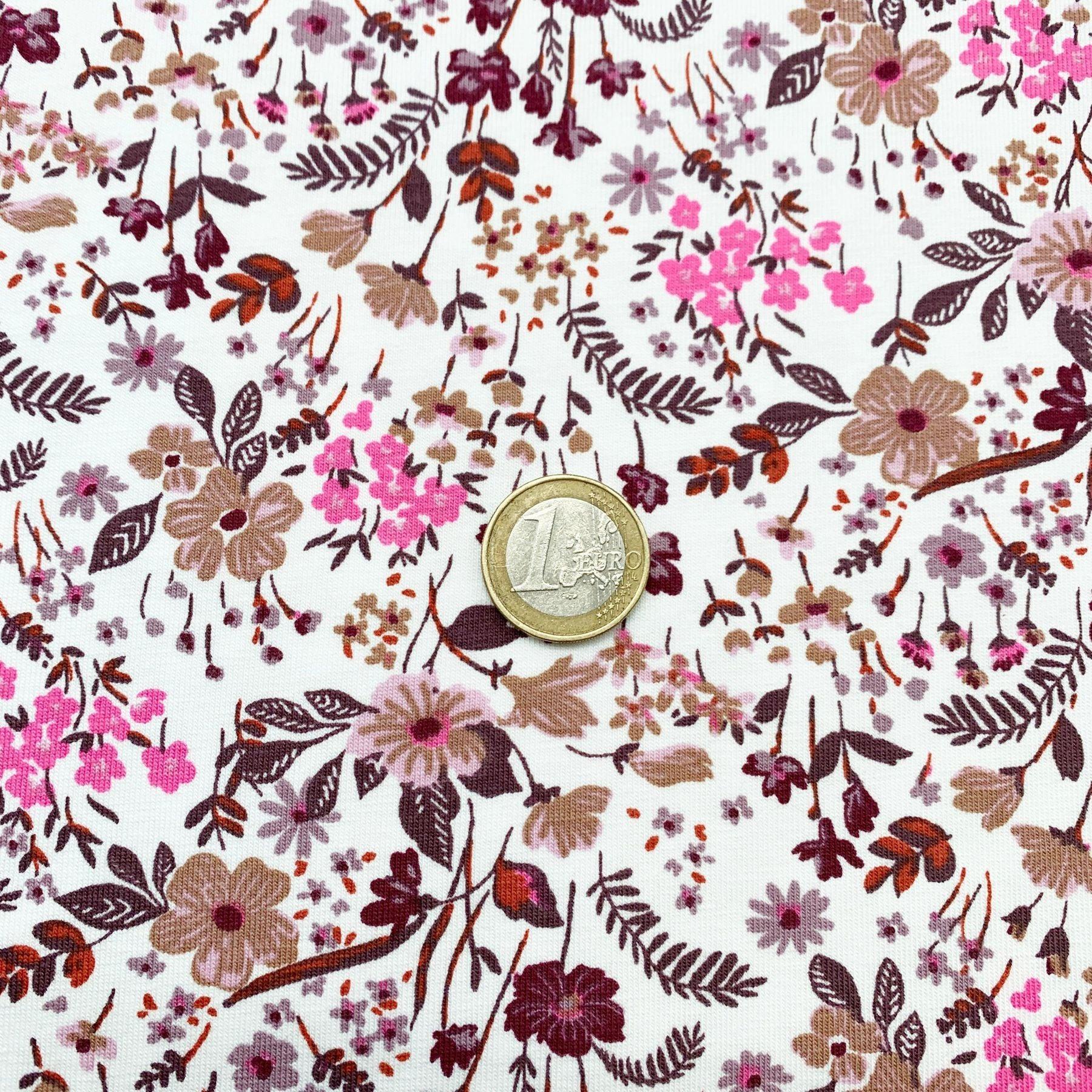 Tissu Jersey de coton fleur rose