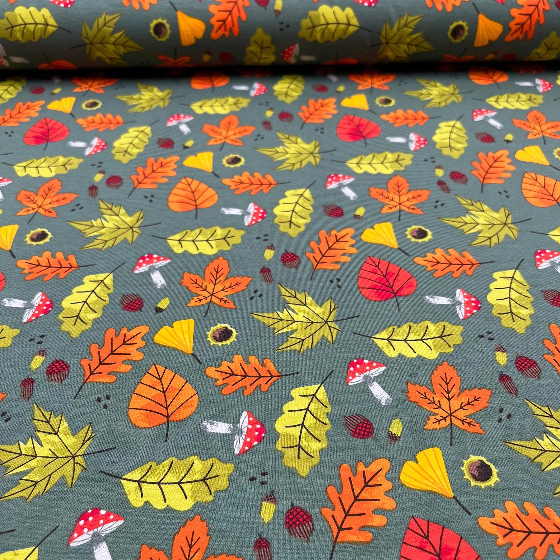 Mushroom Autumn French Terry Fabric