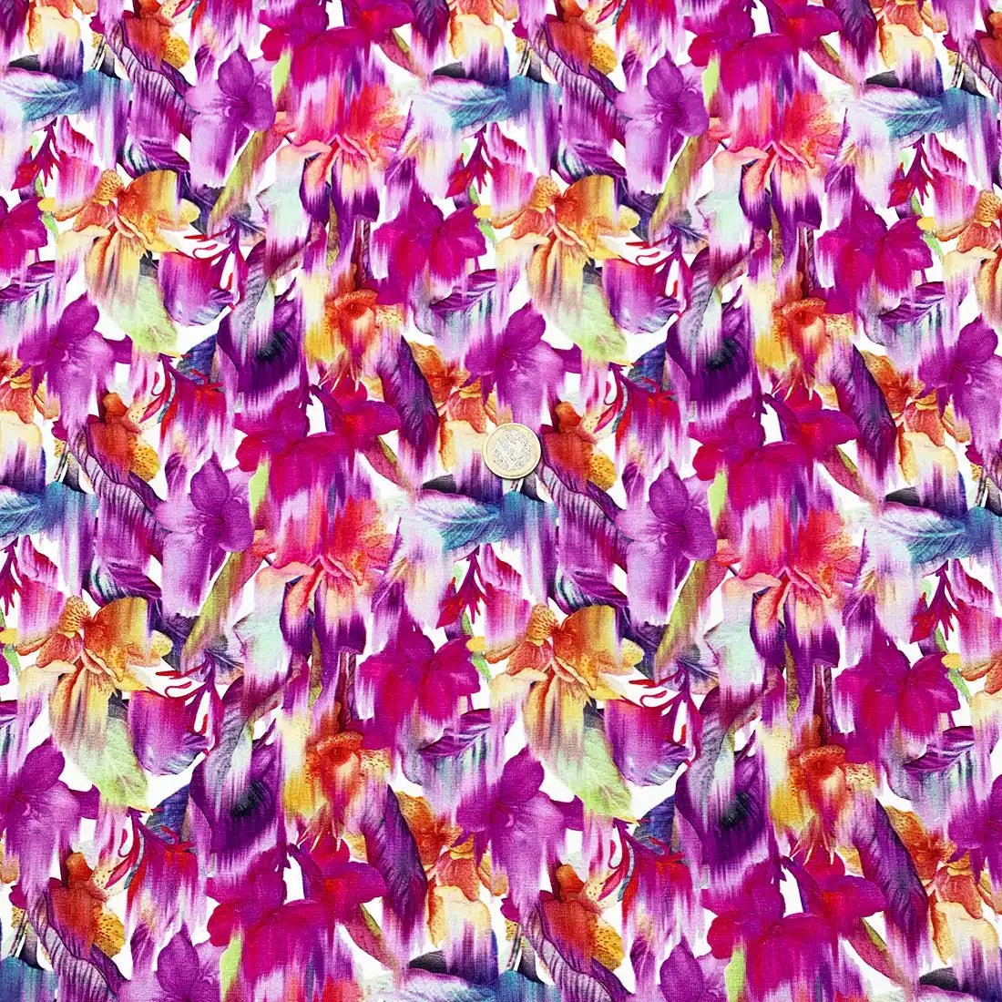 Tissu Jersey de Coton Imprimé Fleurs Multicolores