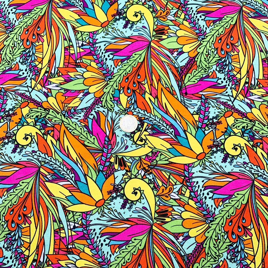 Tissu Jersey de Coton Imprimé Tropical Multicolore