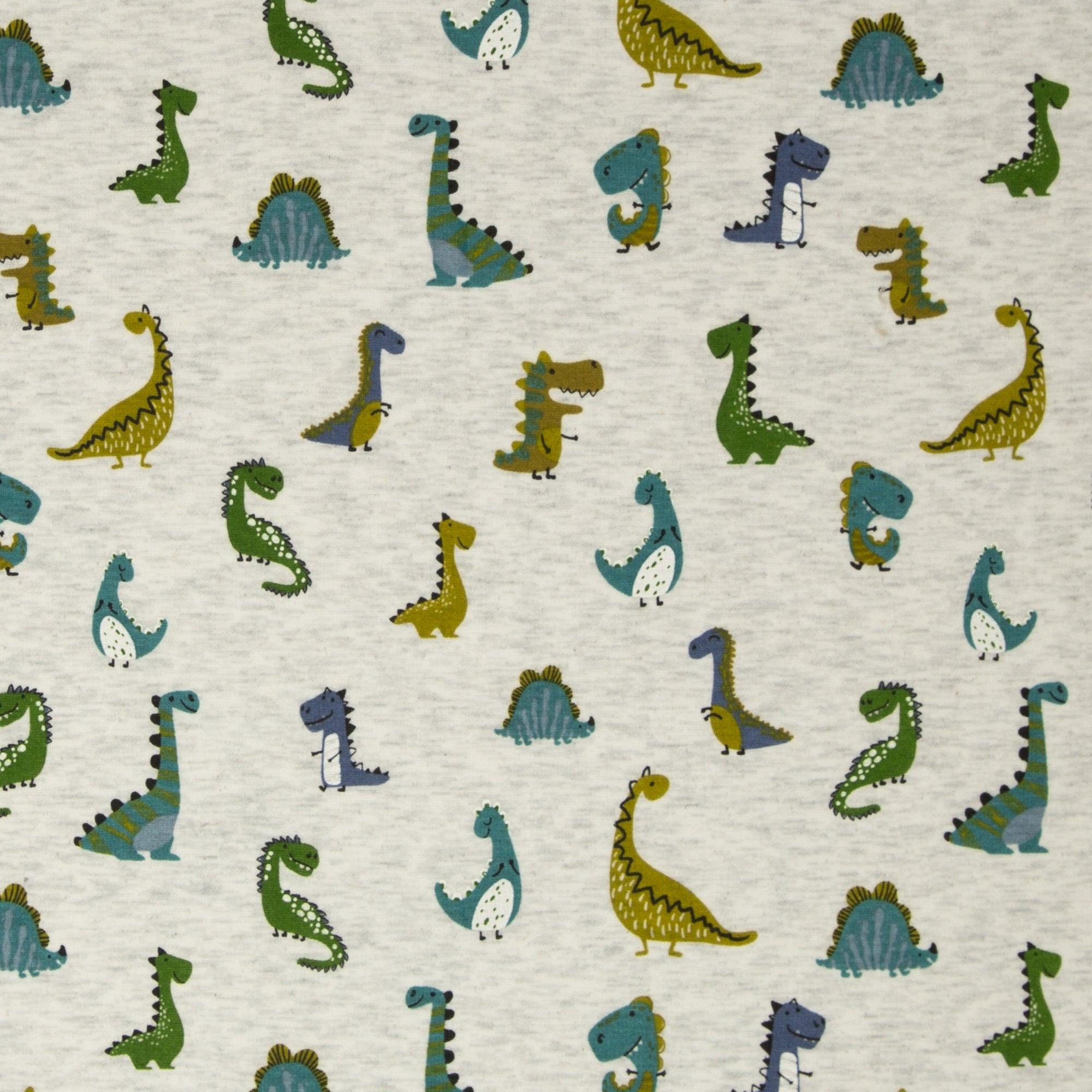 Tissu Jersey de coton molletonné dinosaure