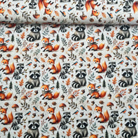 Tissu Jersey de Coton Renard et Raton laveur