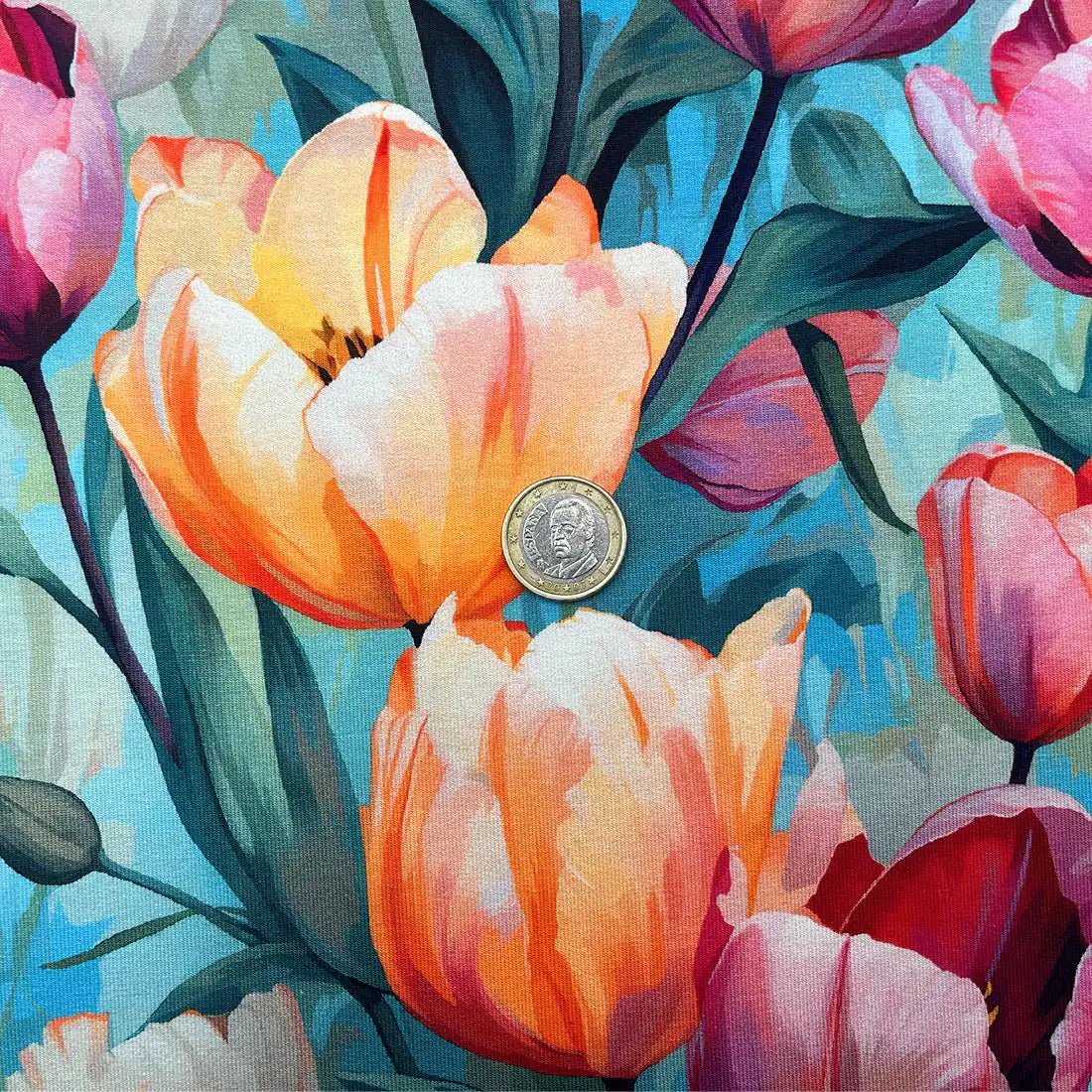 Tissu Jersey French Terry tulipes