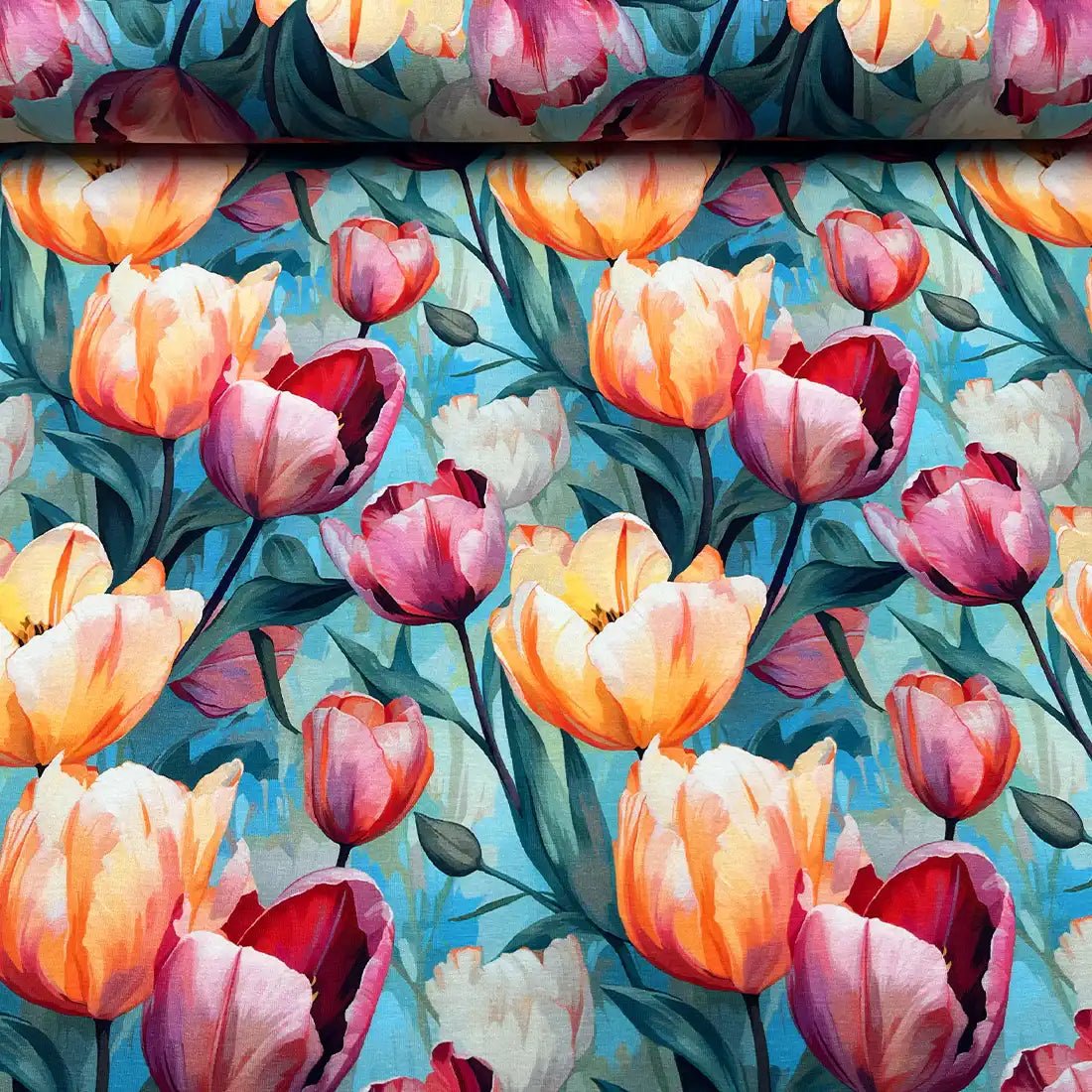 Tissu Jersey French Terry tulipes