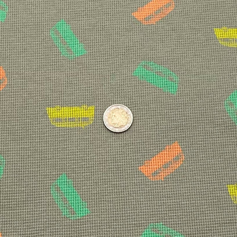 Tissu Jersey Piqué voitures colorées3