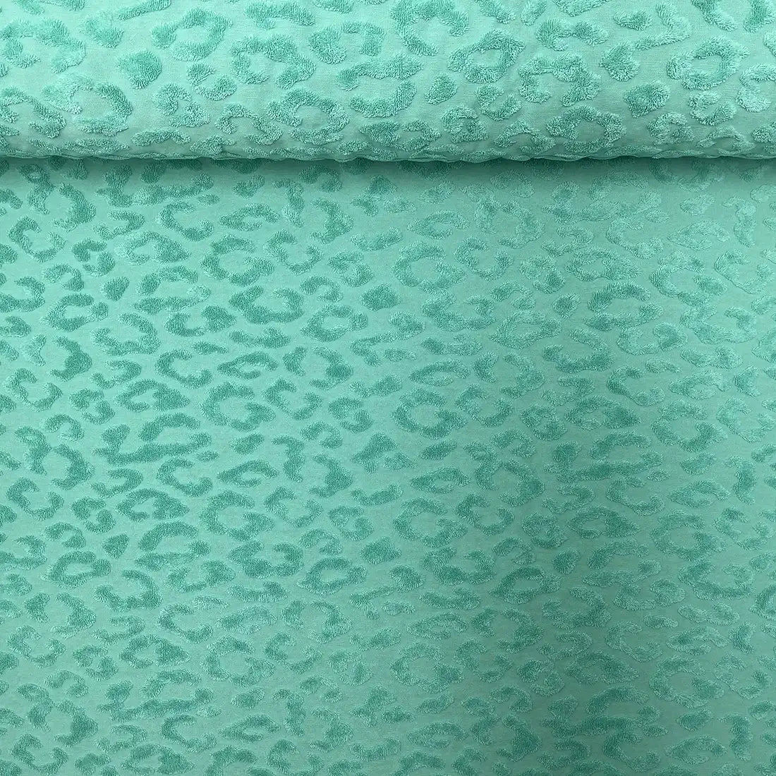 Tissu Jersey turquoise à relief Léopard – Souple et doux
