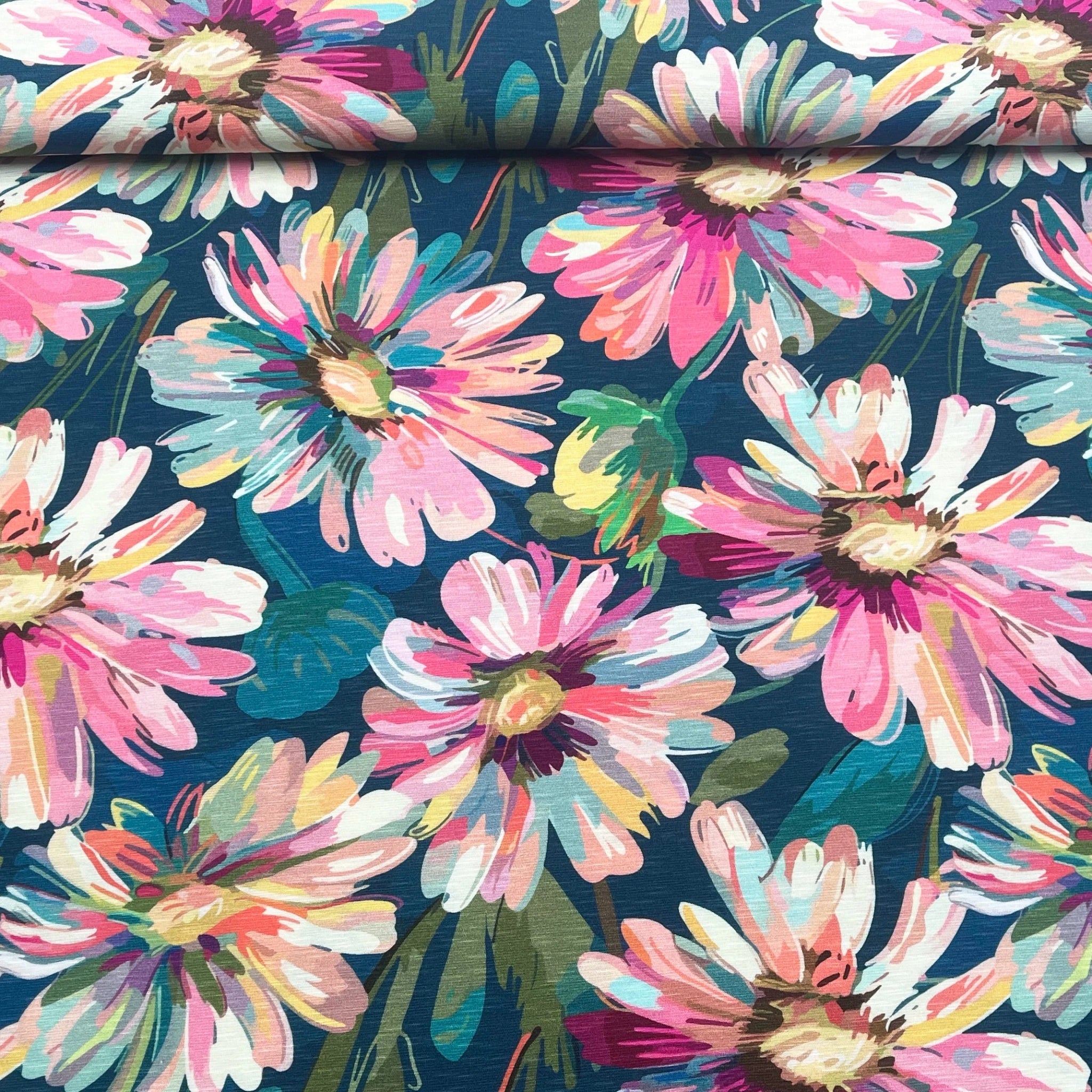 Tissu Jersey Viscose Grandes fleurs colorées