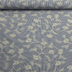 Tissu ligné rayé bleu avec broderie cachemire fleurie