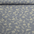 Tissu ligné rayé bleu avec broderie cachemire fleurie