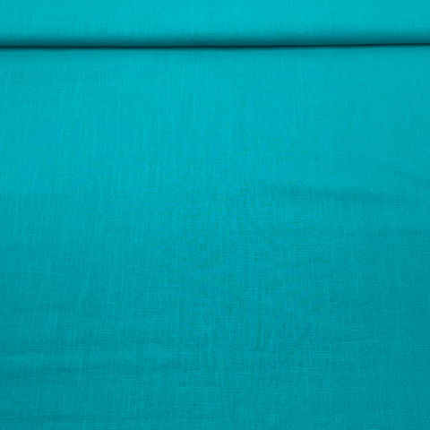 Tissu lin uni Bleu émeraude