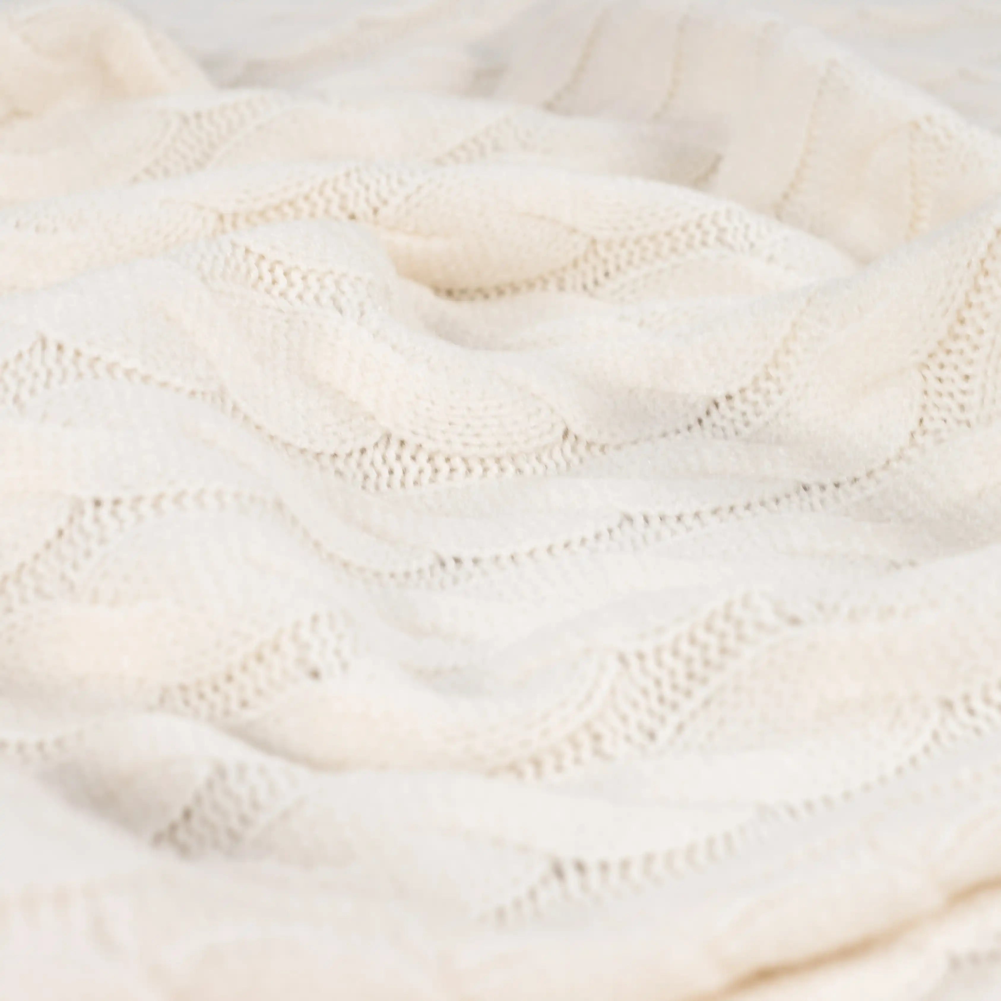 Tissu Maille Torsadée Crème