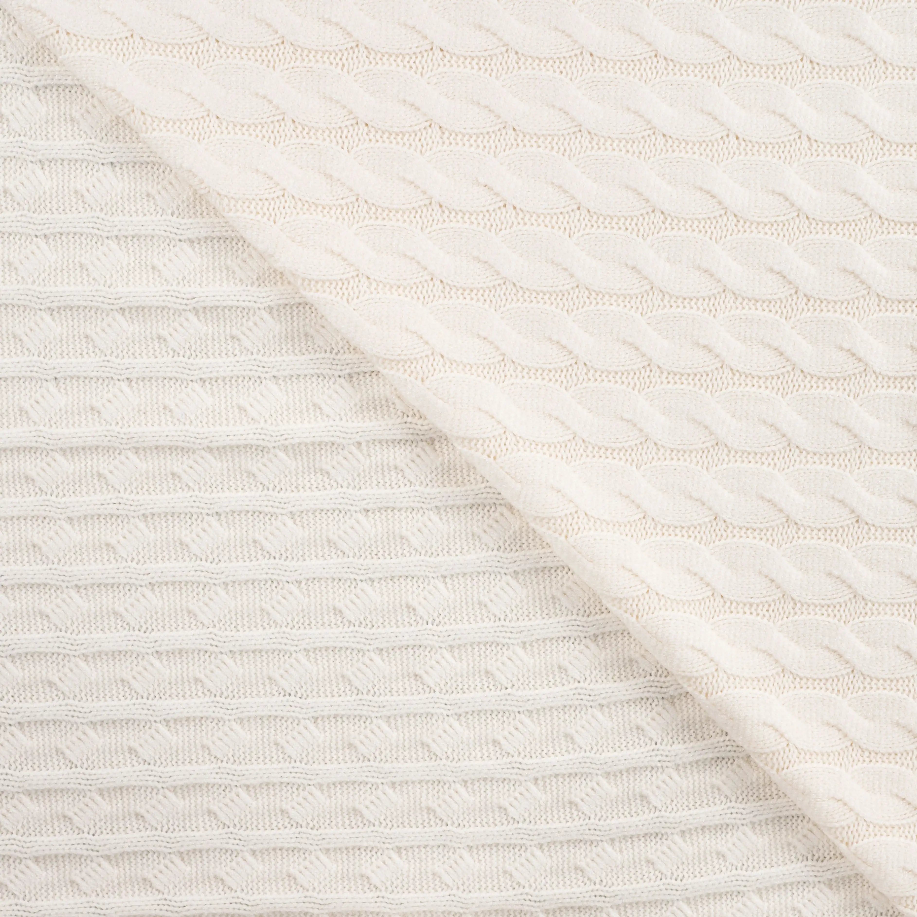 Tissu Maille Torsadée Crème