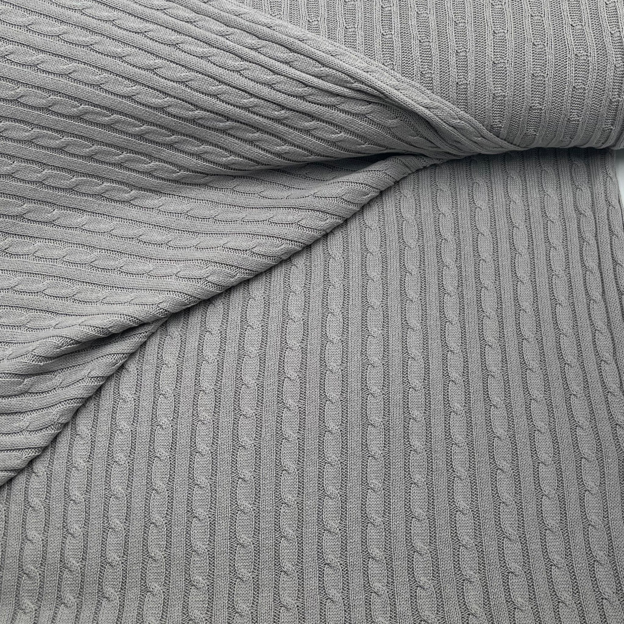 Tissu Maille Torsadée Gris Clair