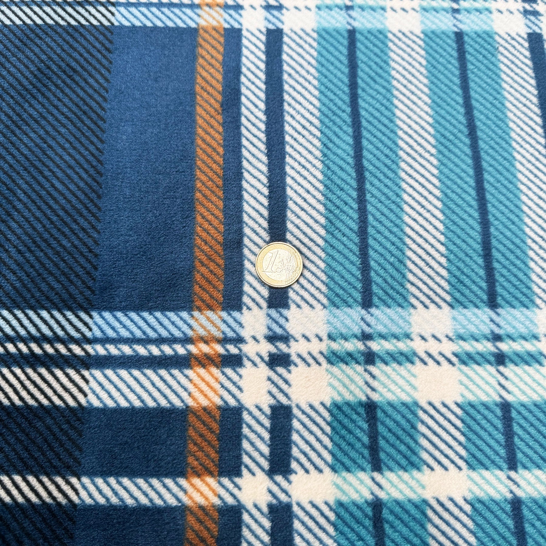 Tissu Minky Tartan Bleu