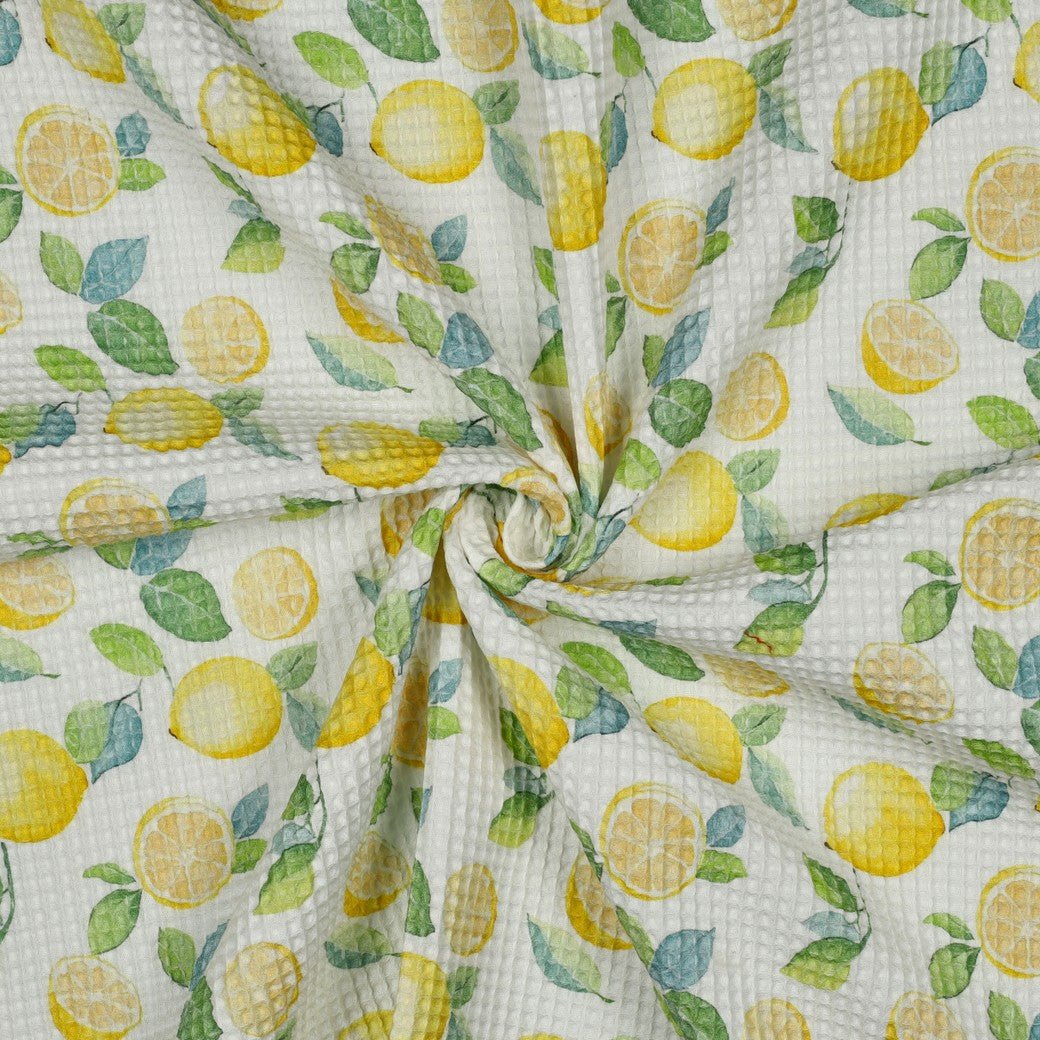 Tissu nid d'abeille citron