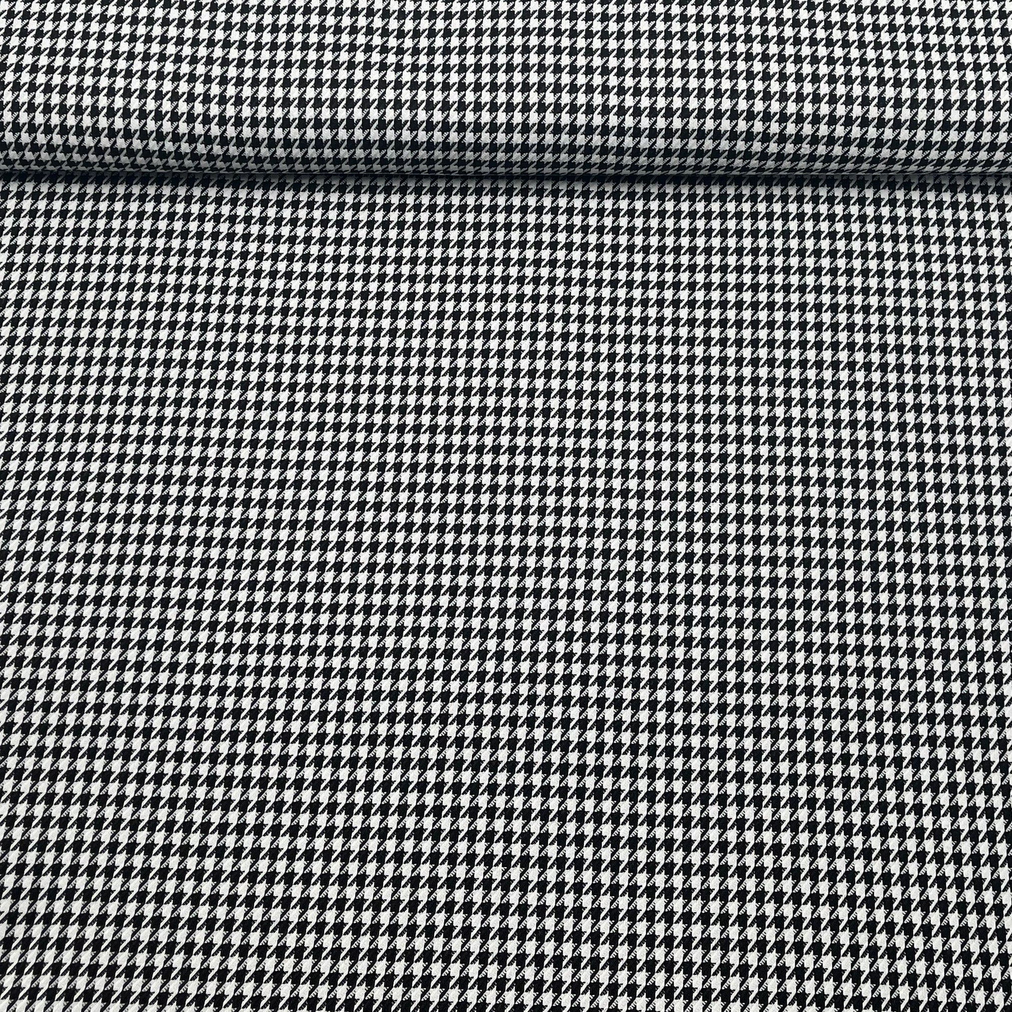 Tissu pied de poule moyen noir et blanc