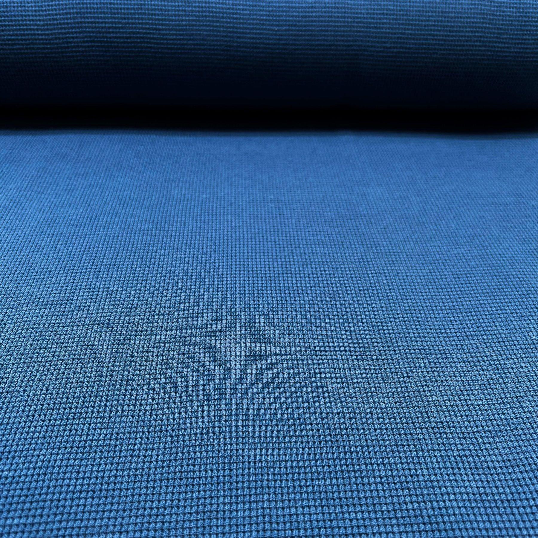 Tissu piqué de coton doux bleu jeans